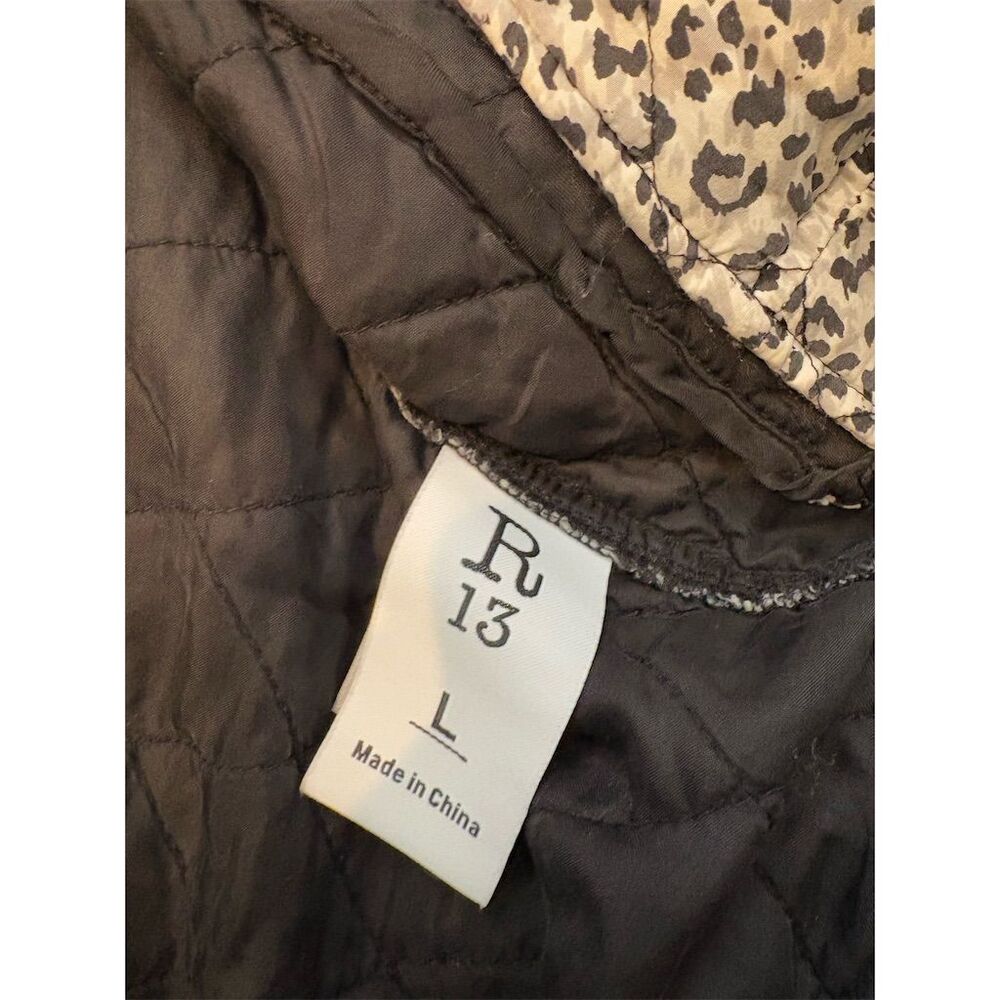 R13 Women's Leopard-Print Bomber Jacket Size L, Gray Black - Picture 8 of 10